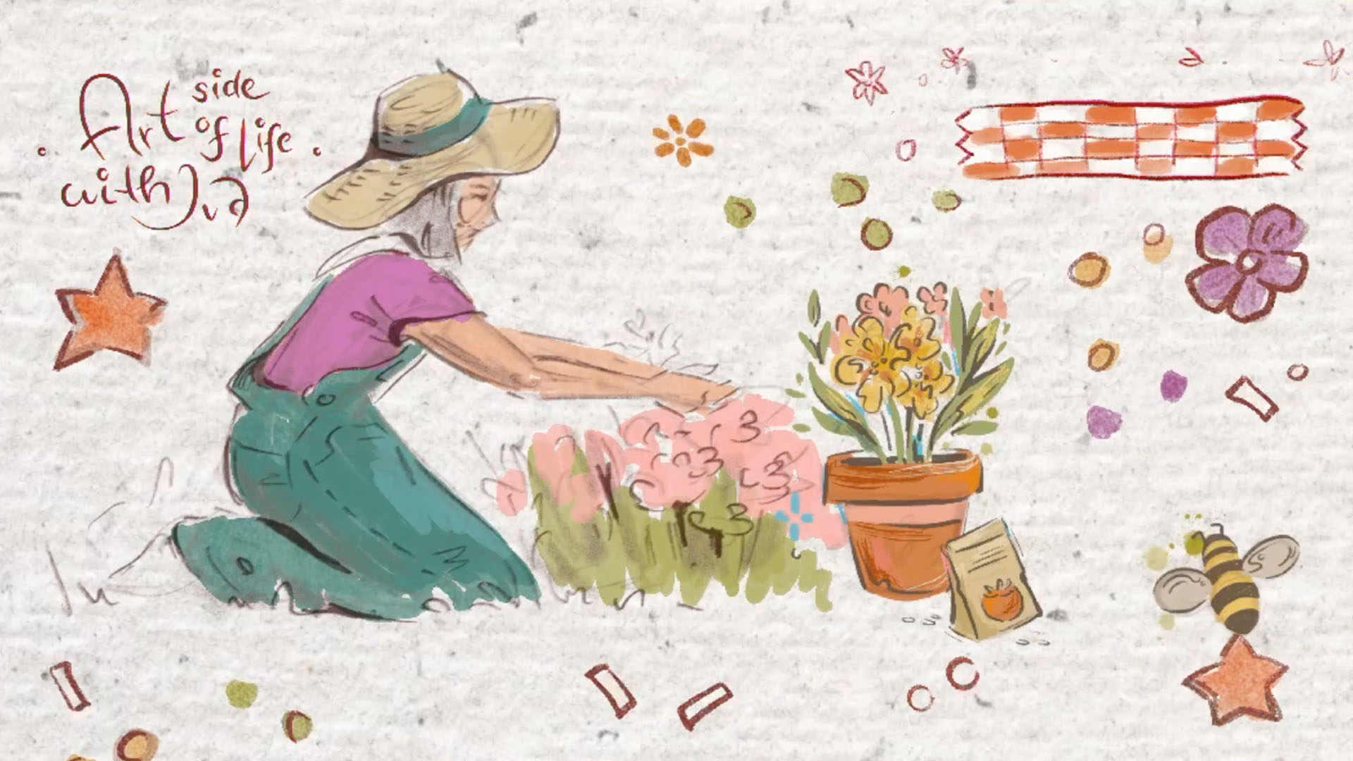 Countryside sketchbook spread illustration